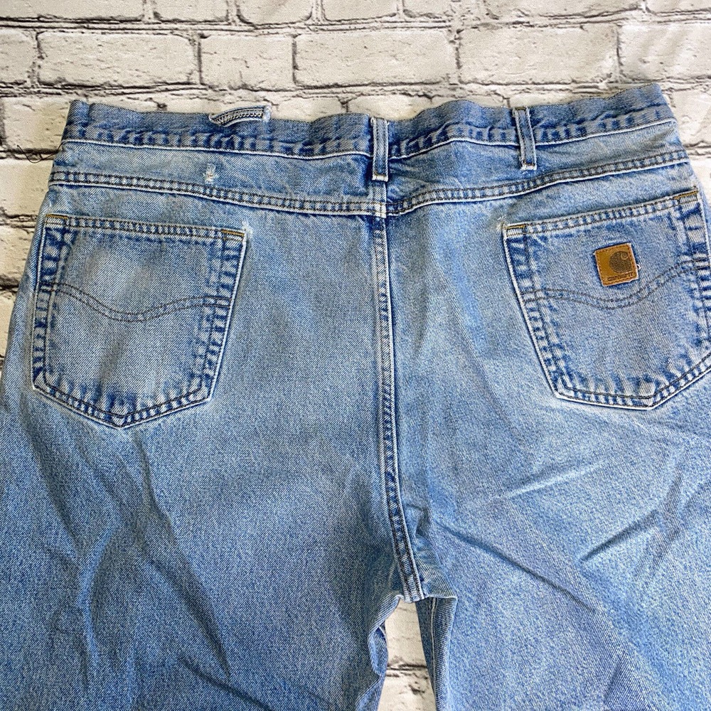 Carhartt Mens Relaxed Fit Denim Jeans 44x30 B17DST Light Thrashed